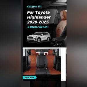 Seat Covers for Toyota Highlander 2020-2025 Row 2 Full Seat (8 piece) Set